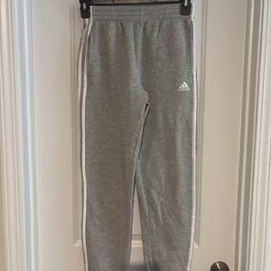 Adidas Girls 3-Stripe Elastic Waistband Jogger Pants Heather Gray L 14/16
